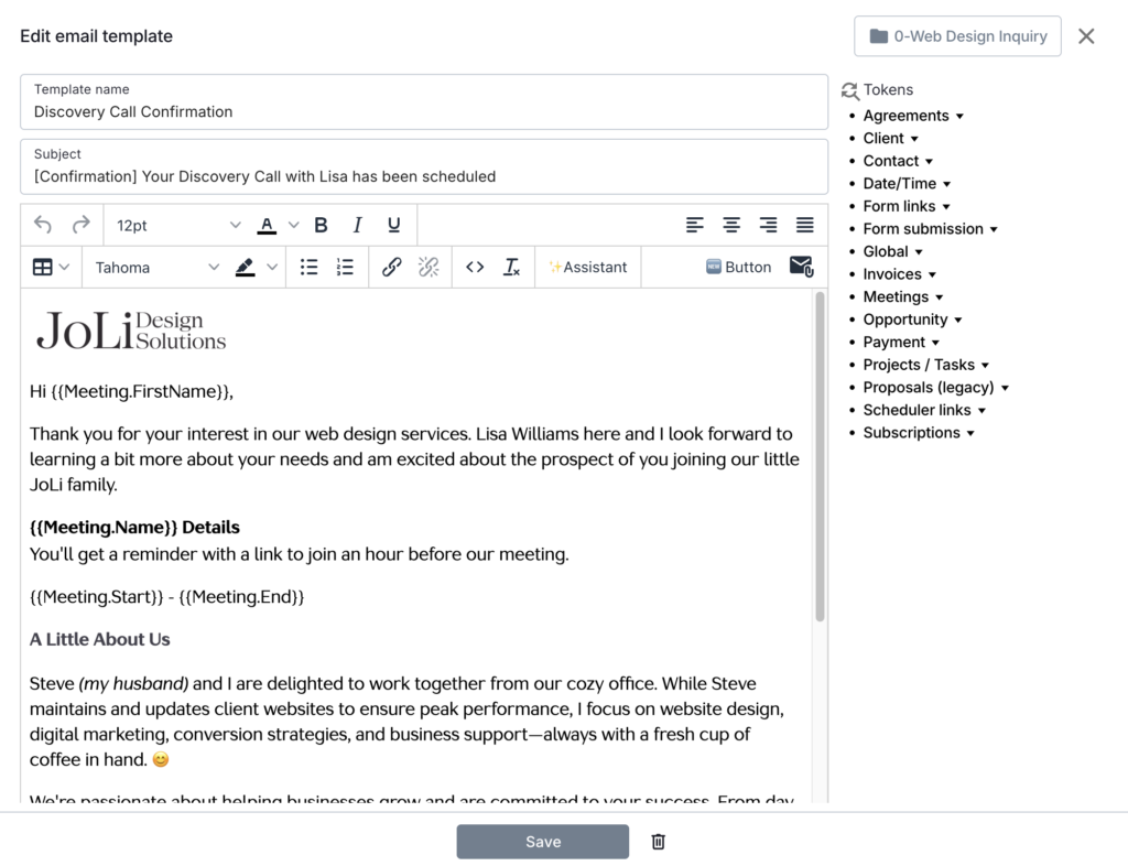 Email confirmation template